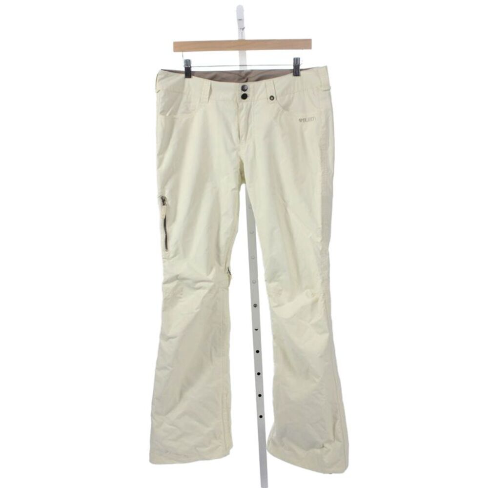 Burton Womens Snow Pants Ivory Nylon Snap Inseam 32 Size L